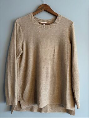 Cozy Scoop Neck Sweater in Light Beige